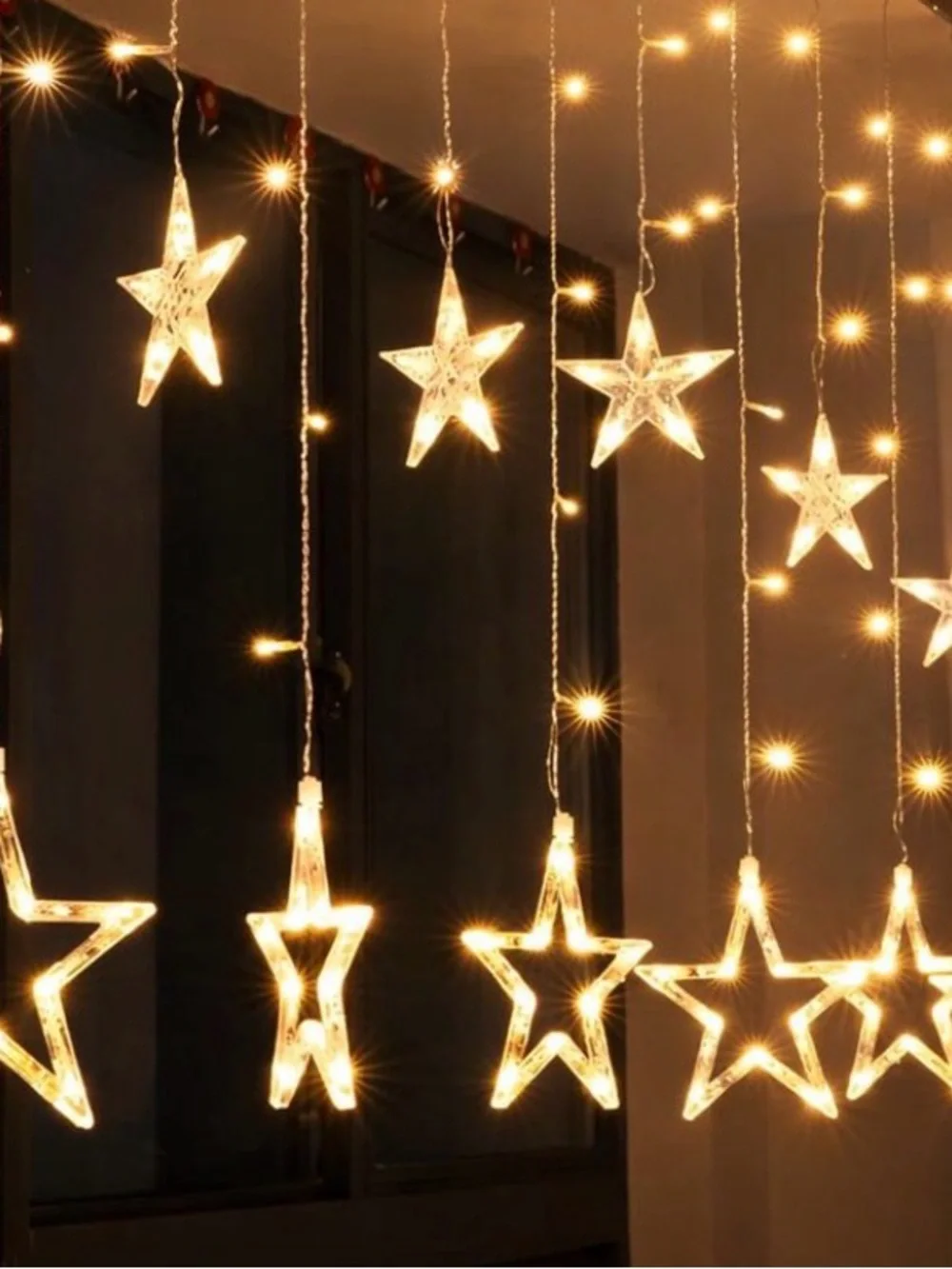 Warm White Star Curtain Lights - Home Decorative String Lights Qty 2 Boxes NWT